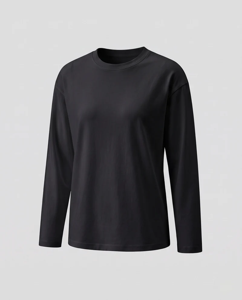 Damen Langarm Basic T-Shirt Nord Taschen