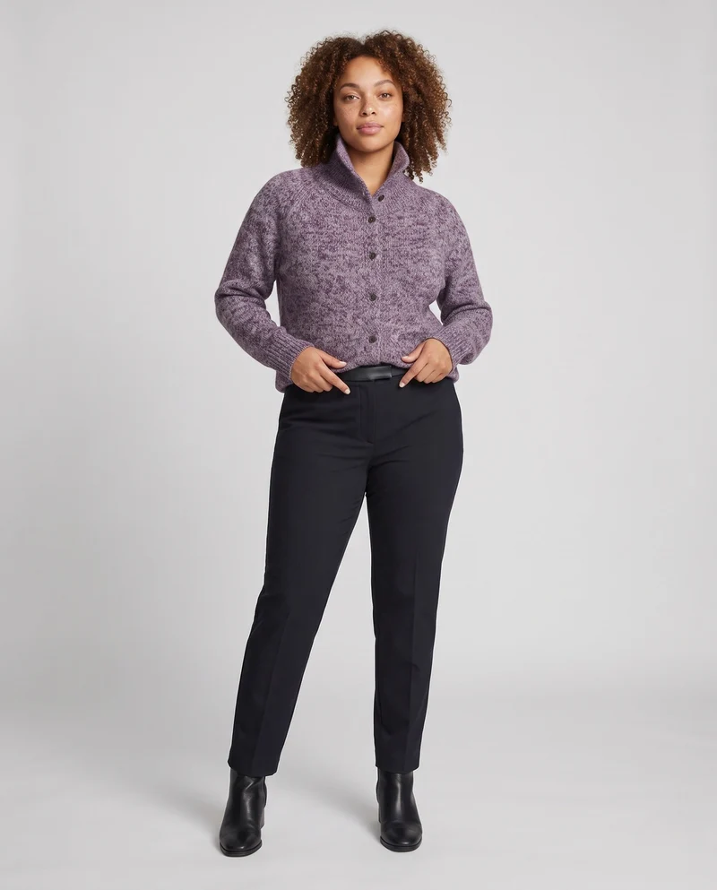 Damen Strickjacke mit hohem Funnelkragen und durchgehender Knopfleiste Nord Taschen