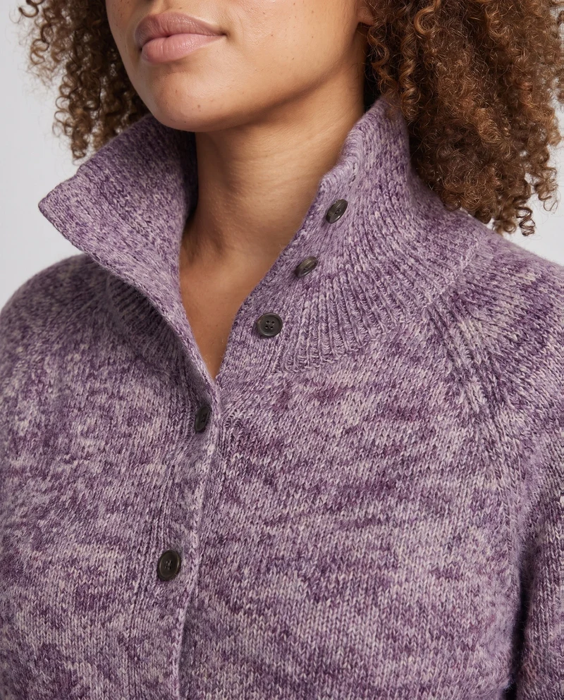 Damen Strickjacke mit hohem Funnelkragen und durchgehender Knopfleiste Nord Taschen
