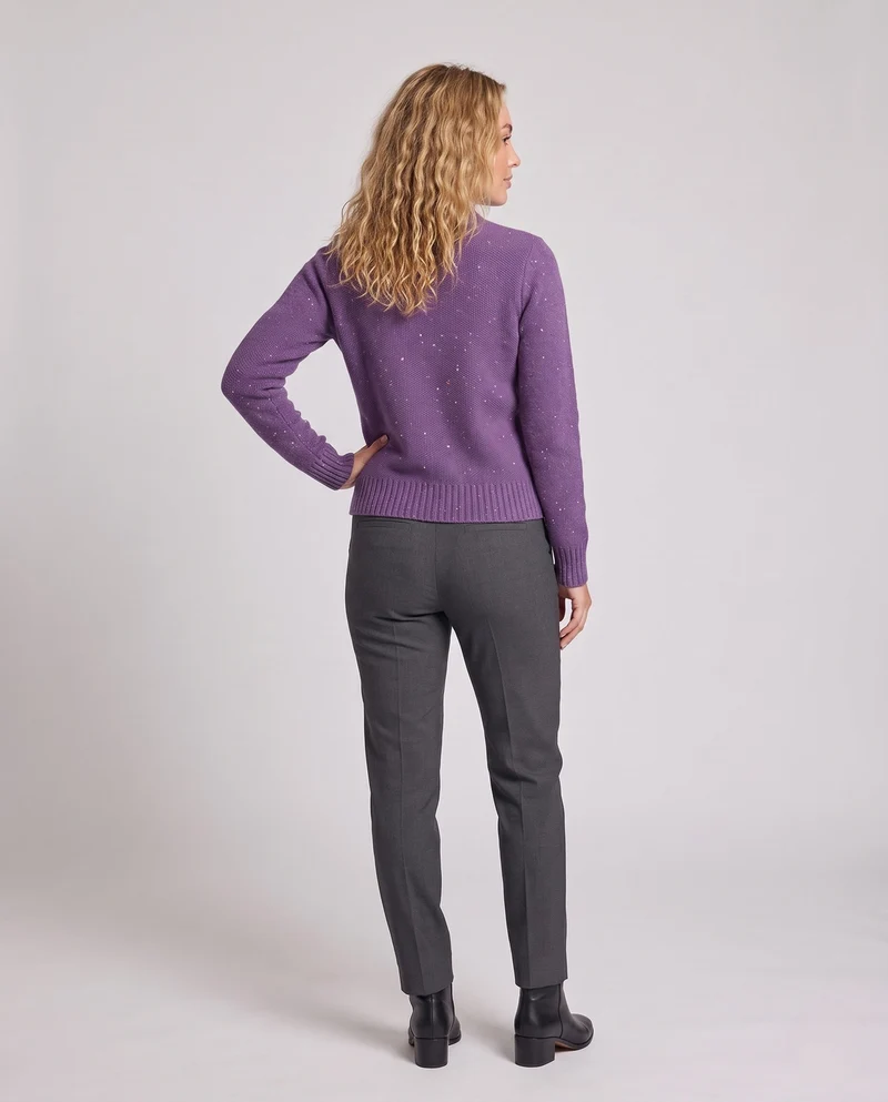 Damen Feinstrickpullover mit Glitzer‑Garn und kurzem Stehkragen, leicht taillierte Silhouette Nord Taschen