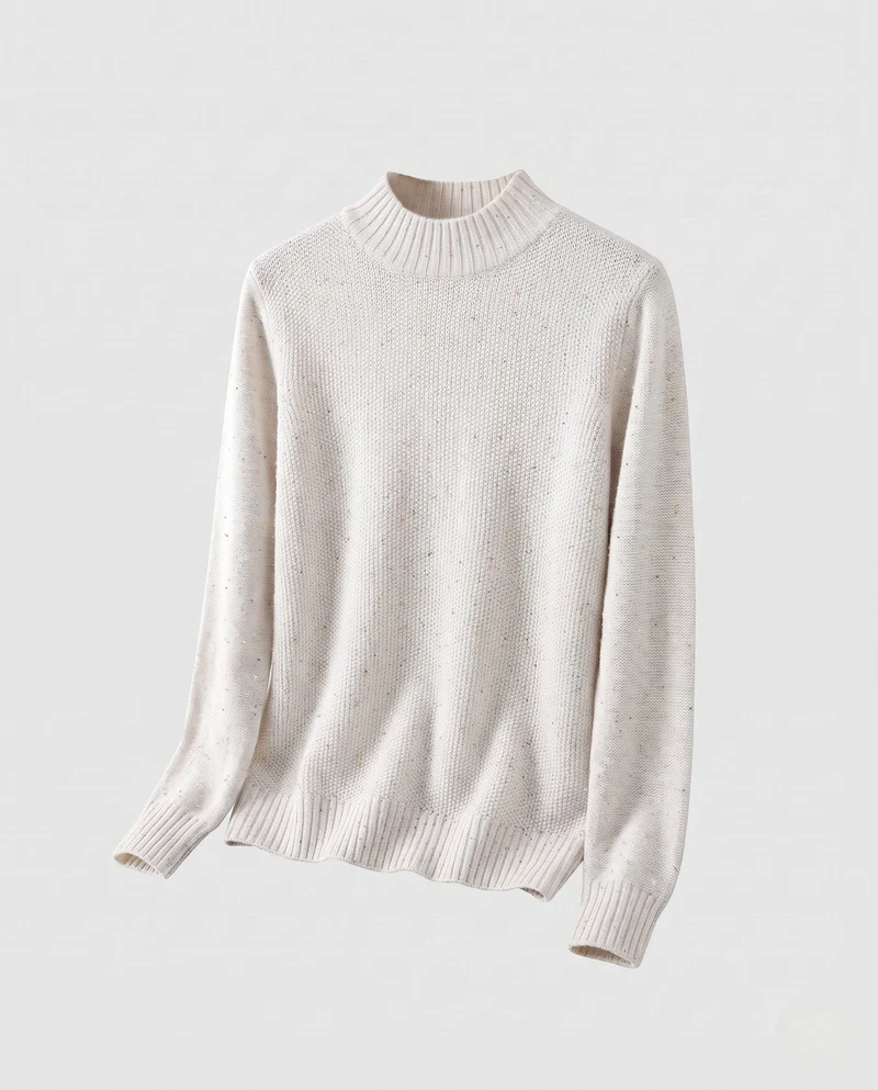 Damen Feinstrickpullover mit Glitzer‑Garn und kurzem Stehkragen, leicht taillierte Silhouette Nord Taschen