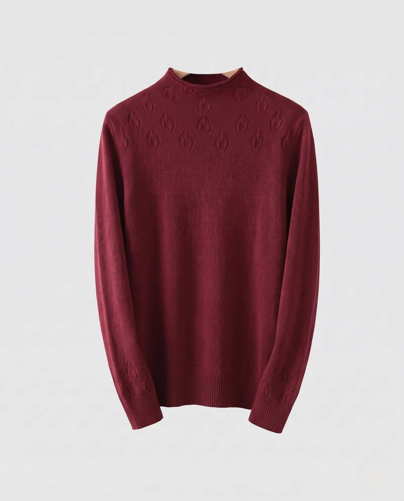 Damen Feinstrickpullover mit kurzem Stehkragen, feinem Ajourmuster und kastiger Passform Nord Taschen
