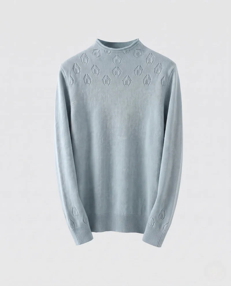 Damen Feinstrickpullover mit kurzem Stehkragen, feinem Ajourmuster und kastiger Passform Nord Taschen