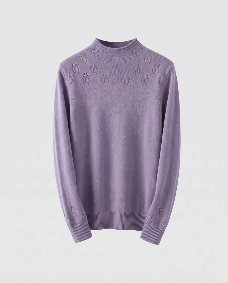 Damen Feinstrickpullover mit kurzem Stehkragen, feinem Ajourmuster und kastiger Passform Nord Taschen