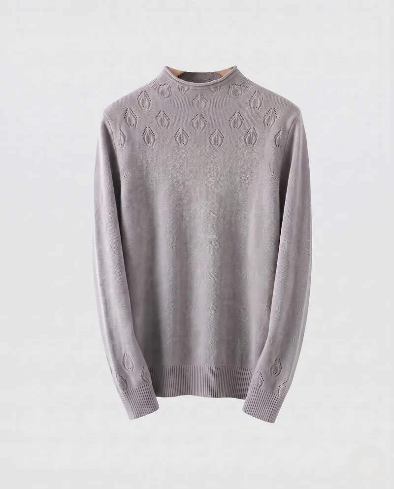 Damen Feinstrickpullover mit kurzem Stehkragen, feinem Ajourmuster und kastiger Passform Nord Taschen