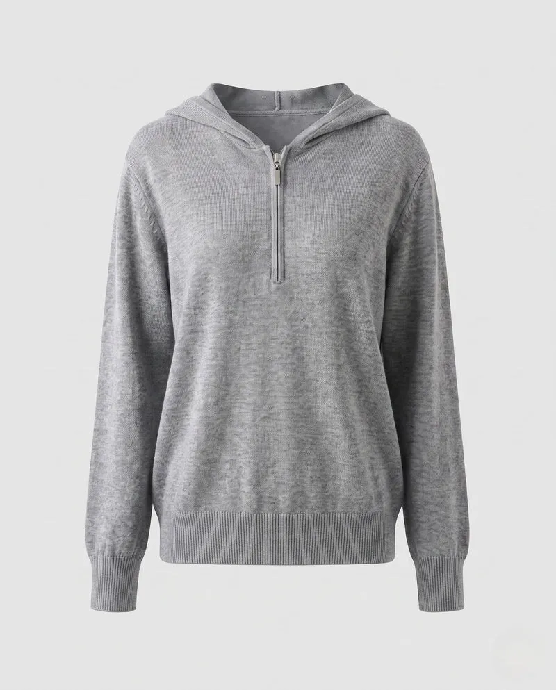 Damen Feinstrickpullover mit halbhohem Reißverschluss, Volumenärmeln und kaschmirähnlicher Optik Nord Taschen