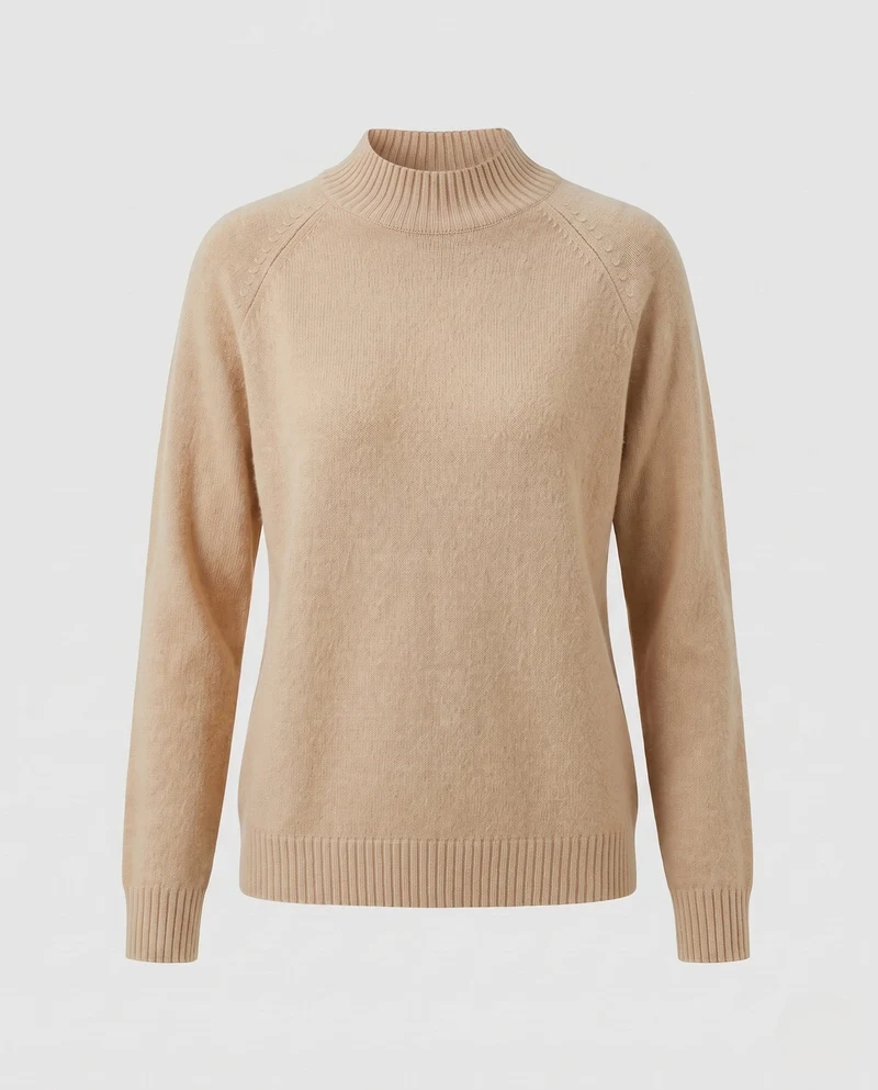 Damen Feinstrickpullover mit kurzem Stehkragen, weicher Kaschmir‑Optik und kastiger Silhouette Nord Taschen