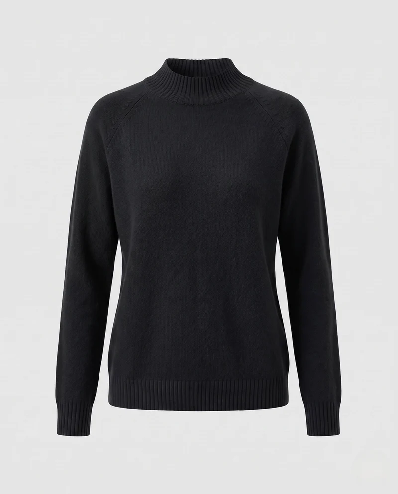 Damen Feinstrickpullover mit kurzem Stehkragen, weicher Kaschmir‑Optik und kastiger Silhouette Nord Taschen