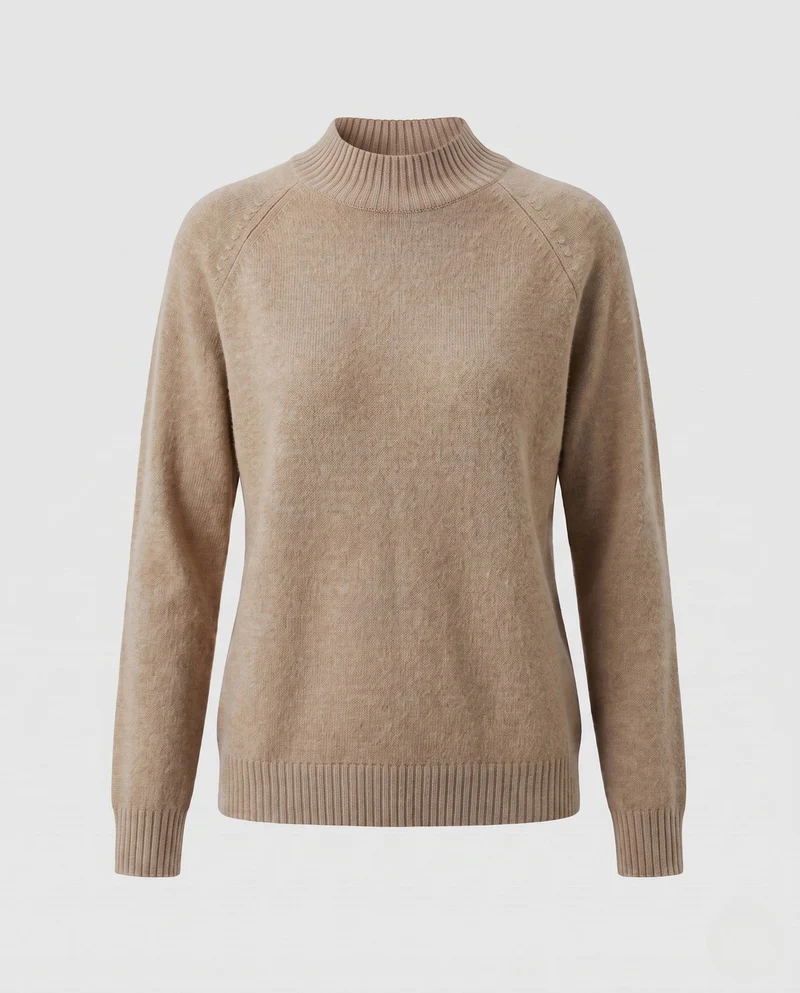 Damen Feinstrickpullover mit kurzem Stehkragen, weicher Kaschmir‑Optik und kastiger Silhouette Nord Taschen