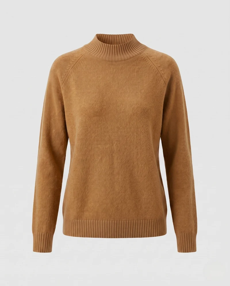 Damen Feinstrickpullover mit kurzem Stehkragen, weicher Kaschmir‑Optik und kastiger Silhouette Nord Taschen