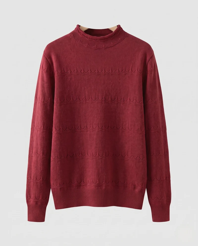 Damen Feinstrickpullover mit kurzem Stehkragen und Zier‑Ajourmuster Nord Taschen