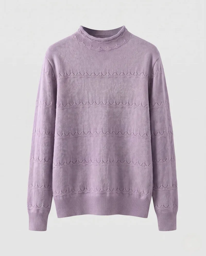 Damen Feinstrickpullover mit kurzem Stehkragen und Zier‑Ajourmuster Nord Taschen