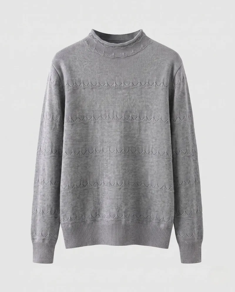 Damen Feinstrickpullover mit kurzem Stehkragen und Zier‑Ajourmuster Nord Taschen