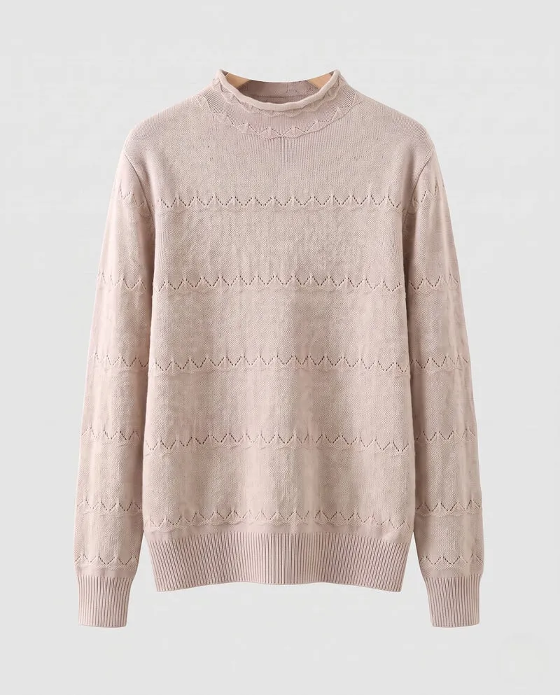 Damen Feinstrickpullover mit kurzem Stehkragen und Zier‑Ajourmuster Nord Taschen