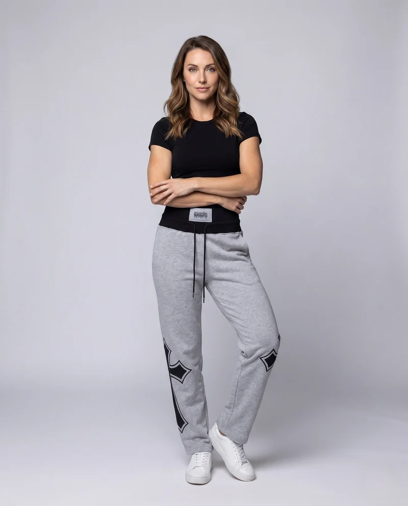 Damen Sport-Jogginghosen mit hohem Bund und grafischen Details Nord Taschen