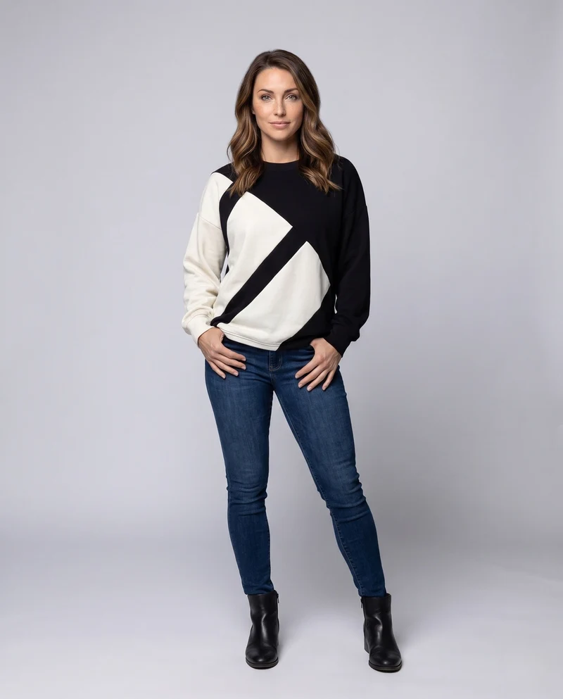 Damen Stylischer Oversized Pullover Nord Taschen