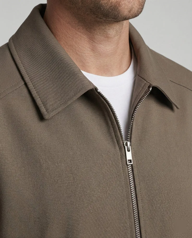 Herren minimalistische Bomberjacke mit Stehkragen, verdecktem Reißverschluss und elastischem Saum