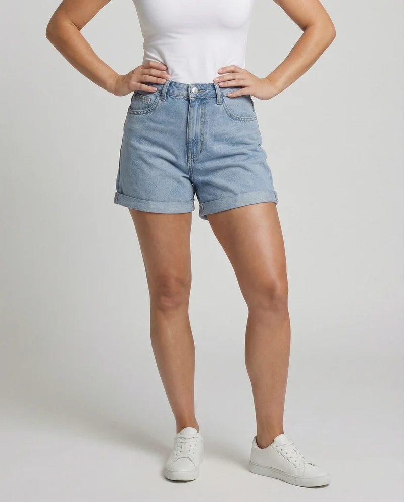 Damen Denim-Shorts Relax-Fit High Waist