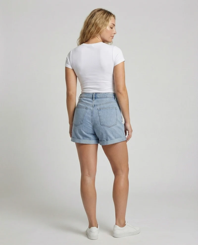 Damen Denim-Shorts Relax-Fit High Waist