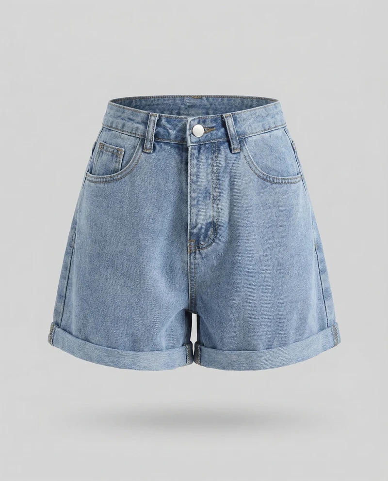 Damen Denim-Shorts Relax-Fit High Waist