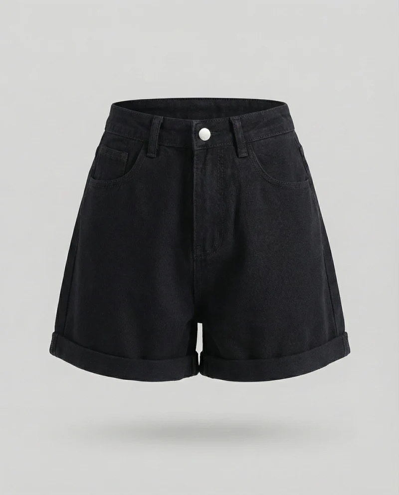 Damen Denim-Shorts Relax-Fit High Waist
