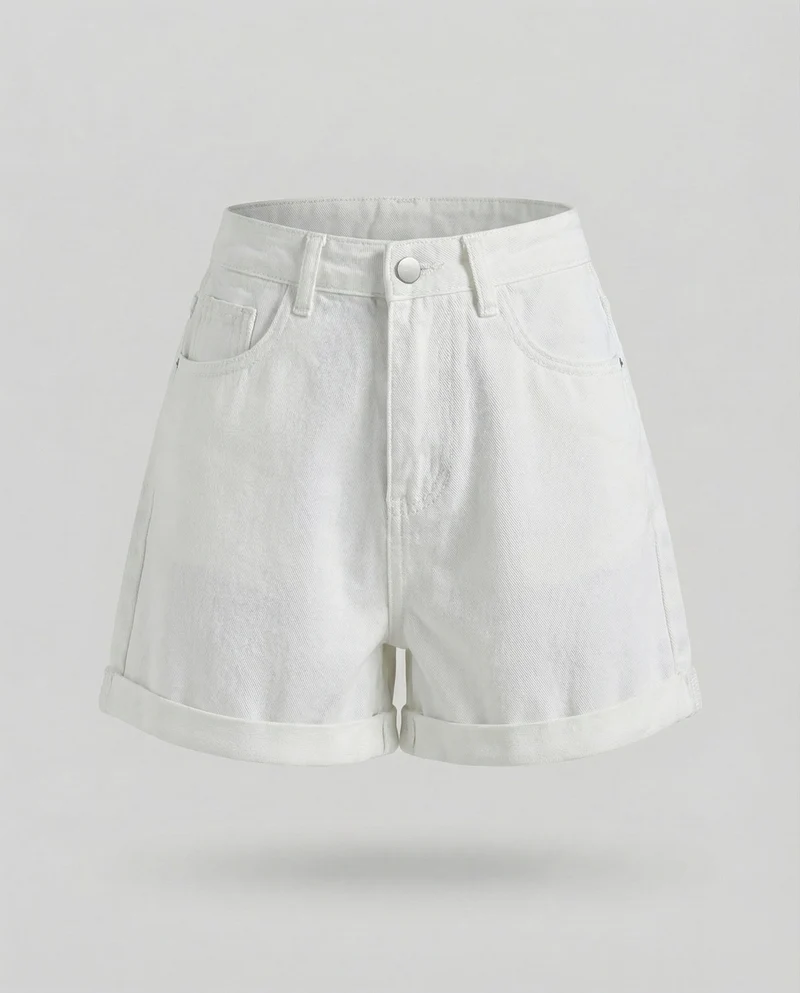 Damen Denim-Shorts Relax-Fit High Waist