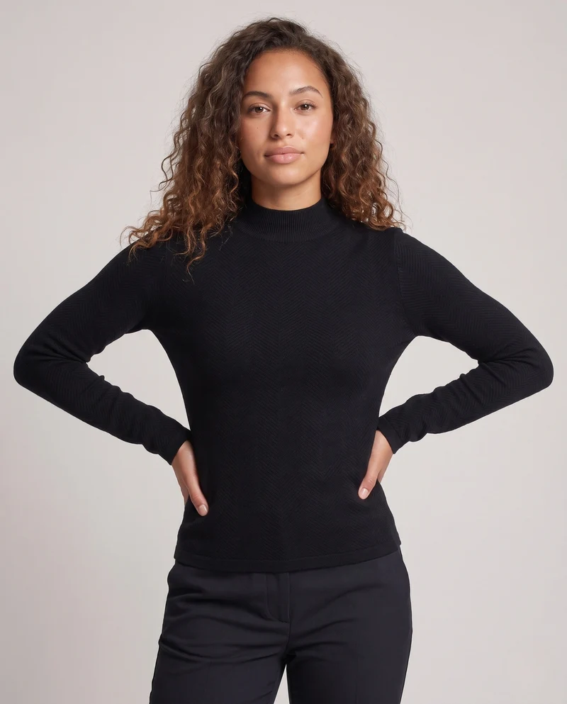 Damen Feiner Minimalistischer Stehkragenpullover aus anschmiegsamem Feinstrick Nord Taschen