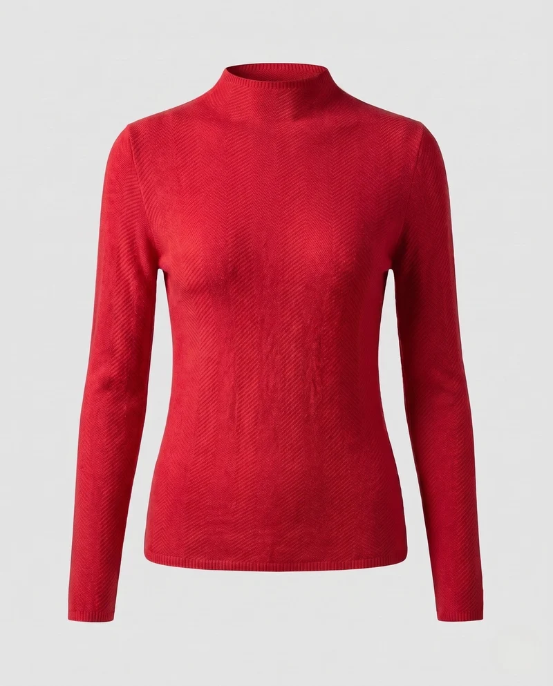 Damen Feiner Minimalistischer Stehkragenpullover aus anschmiegsamem Feinstrick Nord Taschen