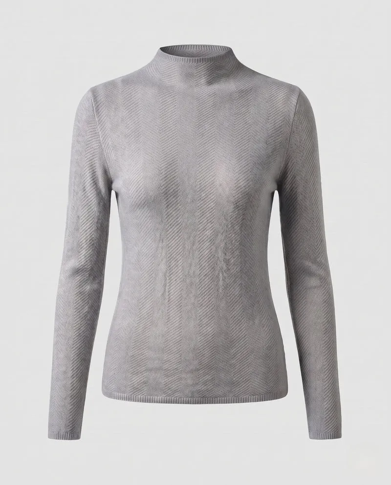 Damen Feiner Minimalistischer Stehkragenpullover aus anschmiegsamem Feinstrick Nord Taschen