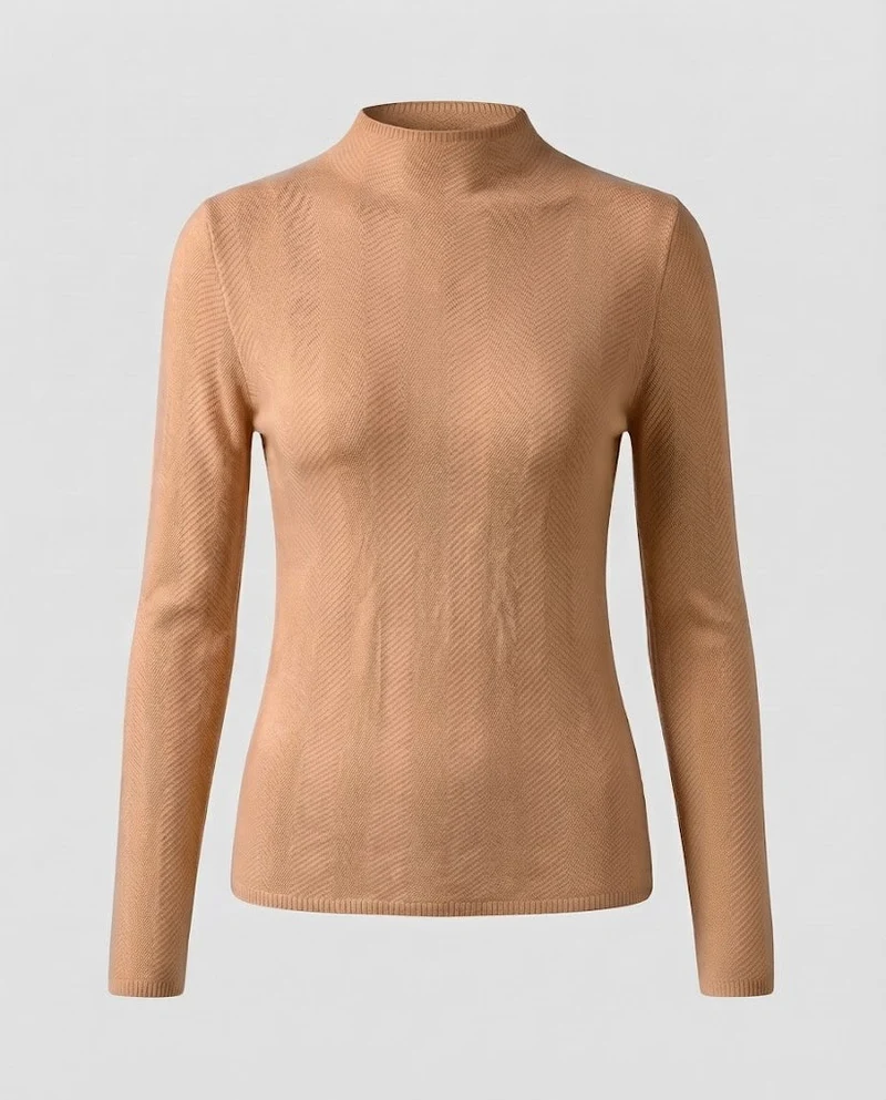 Damen Feiner Minimalistischer Stehkragenpullover aus anschmiegsamem Feinstrick Nord Taschen