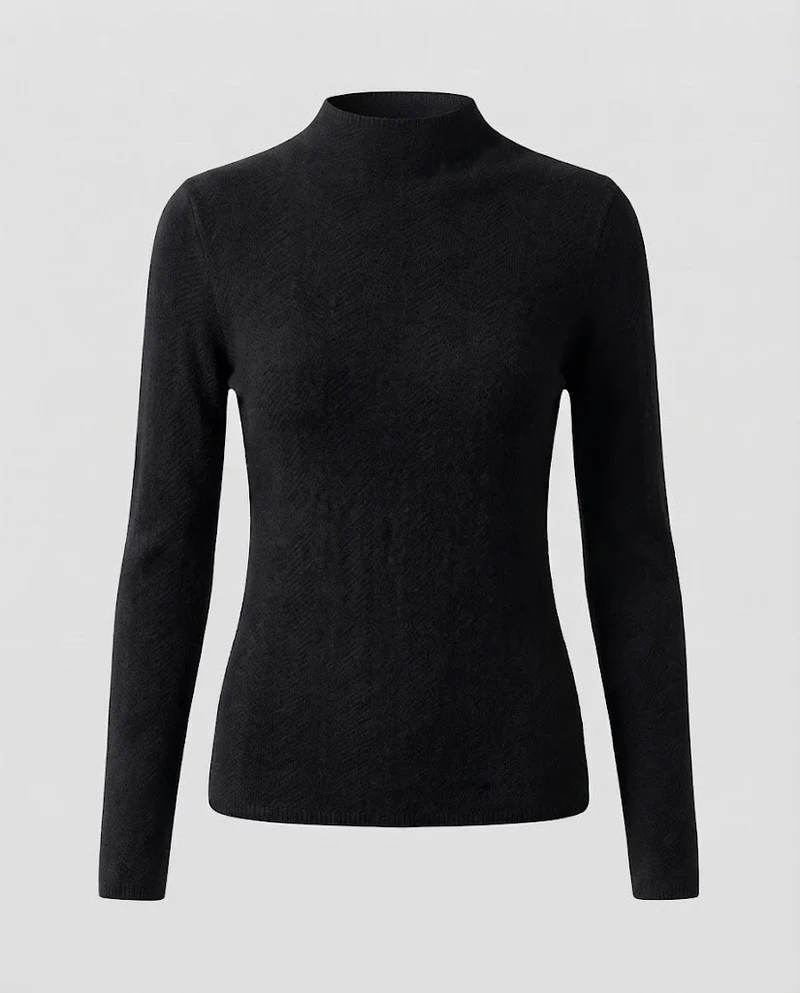Damen Feiner Minimalistischer Stehkragenpullover aus anschmiegsamem Feinstrick Nord Taschen