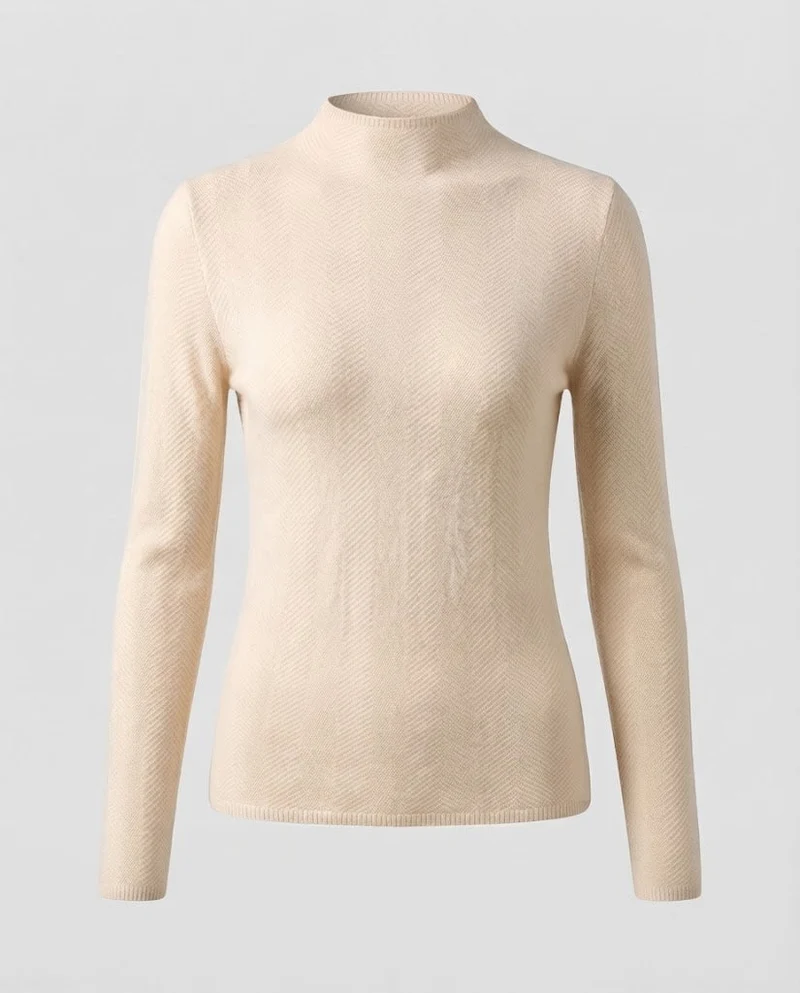 Damen Feiner Minimalistischer Stehkragenpullover aus anschmiegsamem Feinstrick Nord Taschen