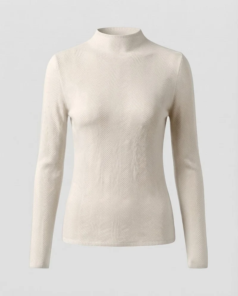 Damen Feiner Minimalistischer Stehkragenpullover aus anschmiegsamem Feinstrick Nord Taschen