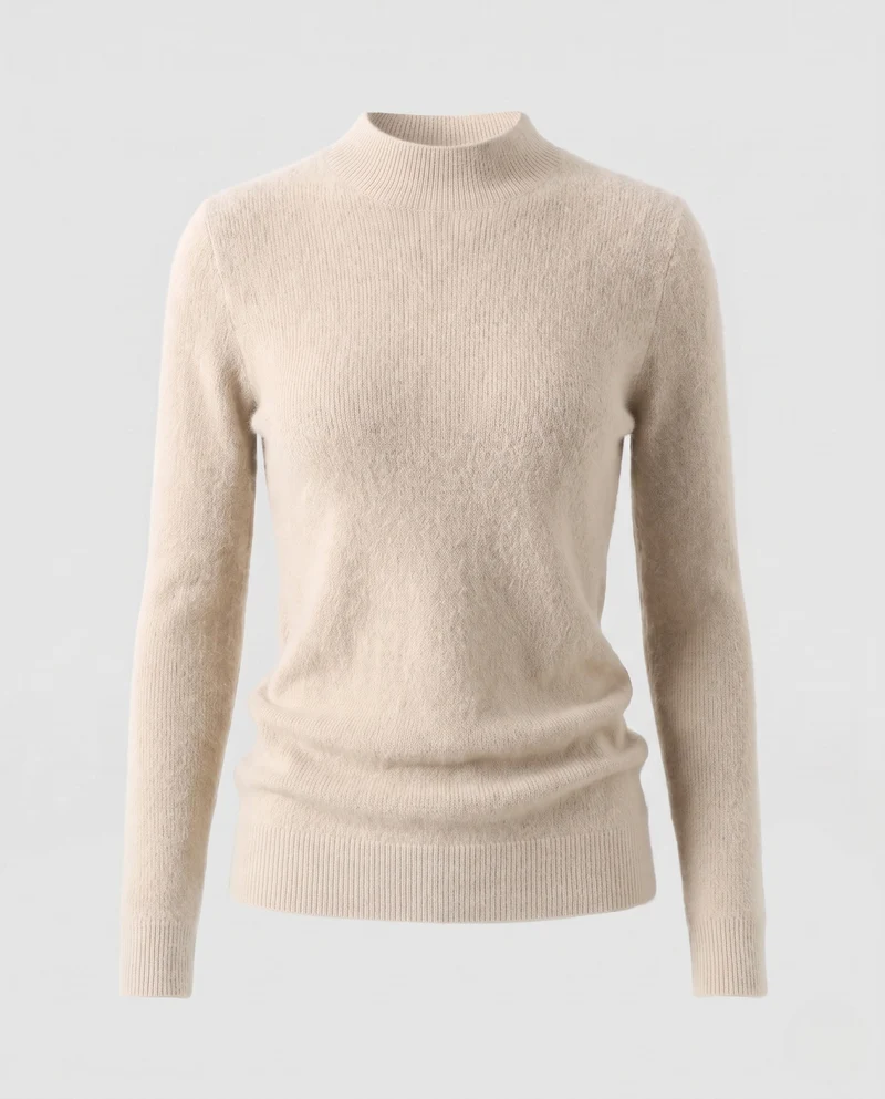 Damen Feiner Kurzrollkragenpullover in Angora‑Optik mit extrafeinem Flauschfinish Nord Taschen