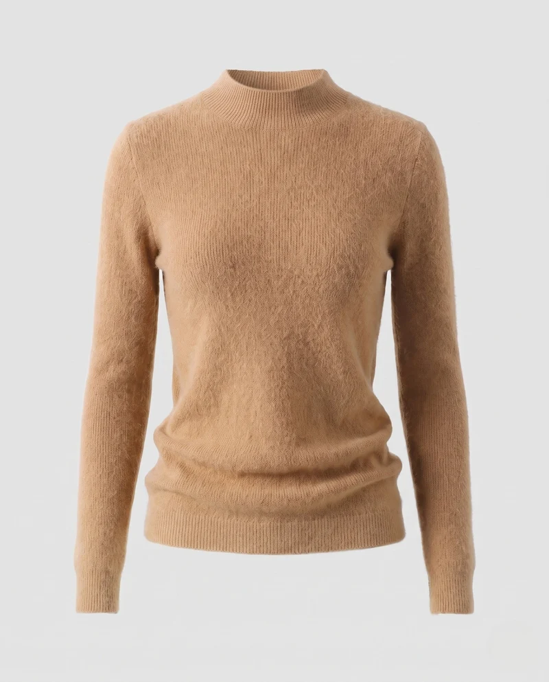 Damen Feiner Kurzrollkragenpullover in Angora‑Optik mit extrafeinem Flauschfinish Nord Taschen