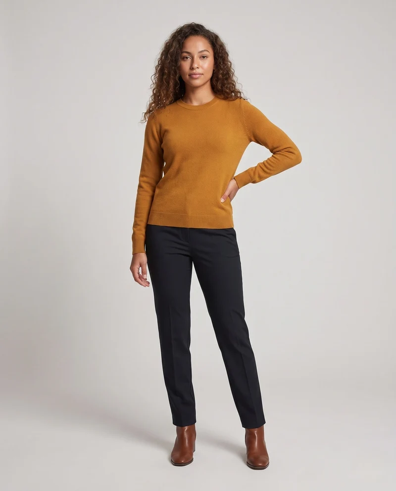 Damen Feiner Kaschmirpullover mit Rundhalsausschnitt Nord Taschen