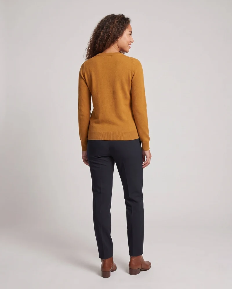 Damen Feiner Kaschmirpullover mit Rundhalsausschnitt Nord Taschen