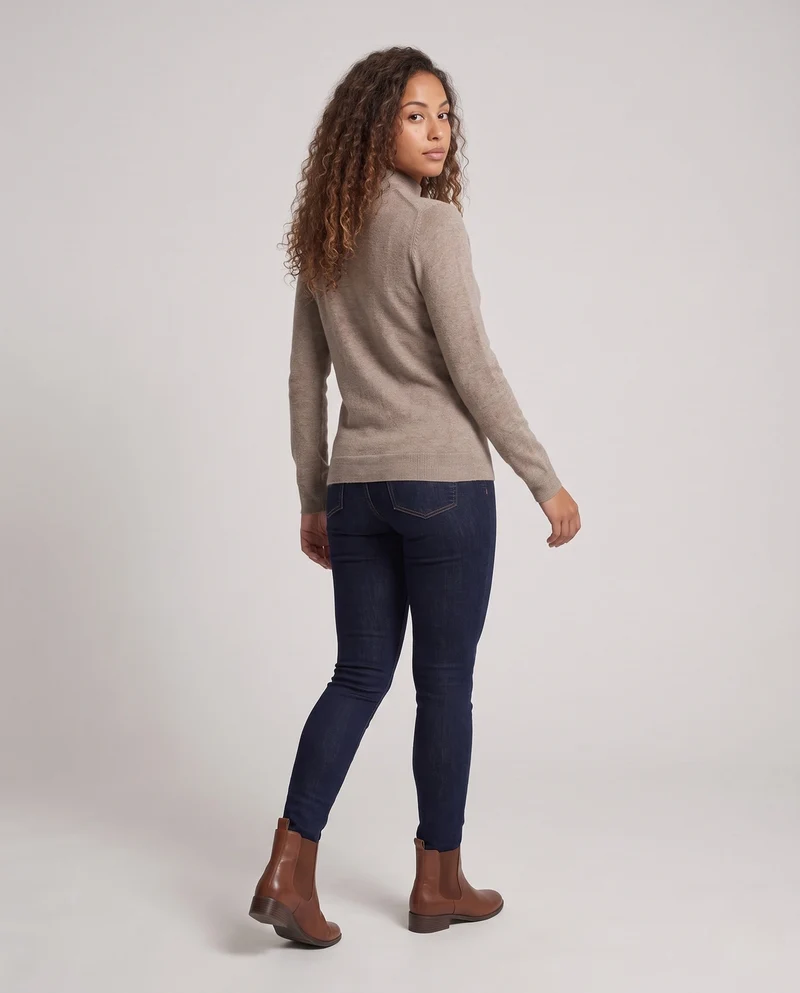Damen Feiner Kaschmir‑Mix Stehkragenpullover in leichter Feinstrick‑Qualität Nord Taschen