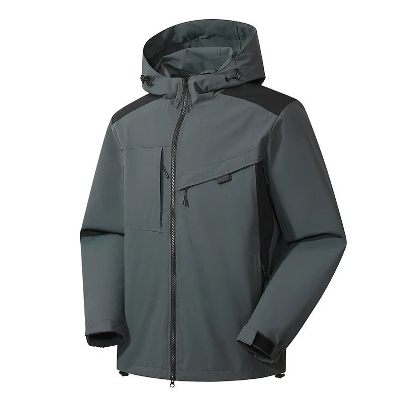 Herren Wind- und Wasserabweisende Softshelljacke mit verstellbarer Kapuze, Zwei-Wege-Reißverschluss und asymmetrischer Brusttasche Nord Taschen