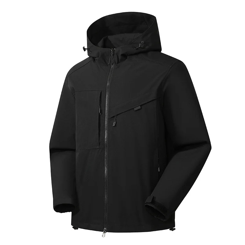 Herren Wind- und Wasserabweisende Softshelljacke mit verstellbarer Kapuze, Zwei-Wege-Reißverschluss und asymmetrischer Brusttasche Nord Taschen
