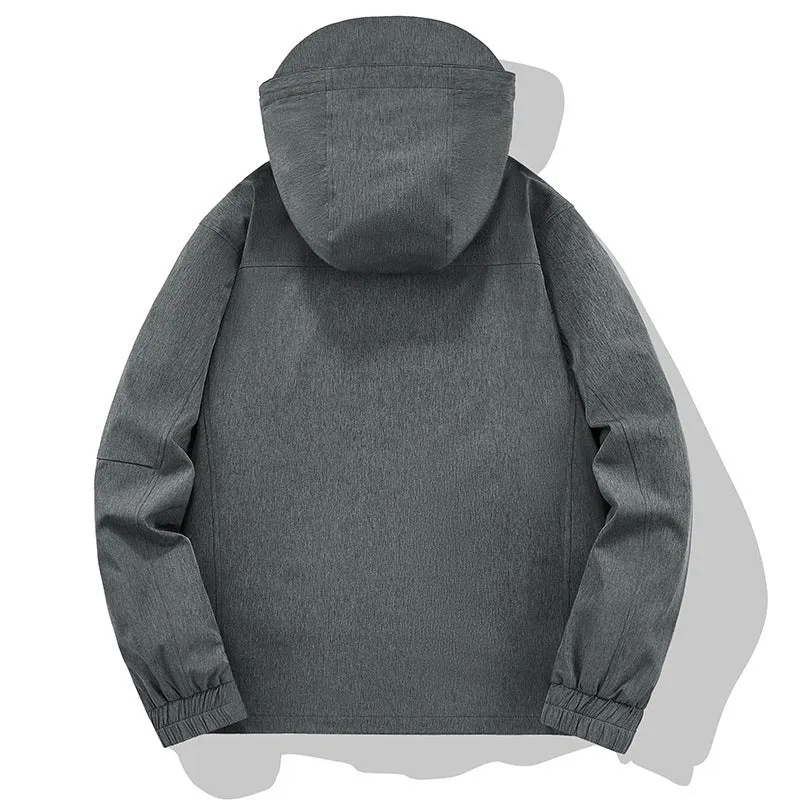 Herren Wetterresistente Softshell-Outdoorjacke mit Kapuze, hohem Kragen und verschweißten Nähten Nord Taschen
