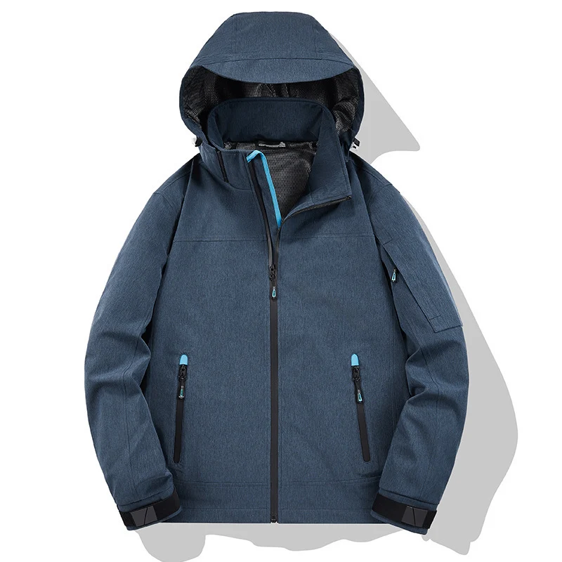 Herren Wetterresistente Softshell-Outdoorjacke mit Kapuze, hohem Kragen und verschweißten Nähten Nord Taschen