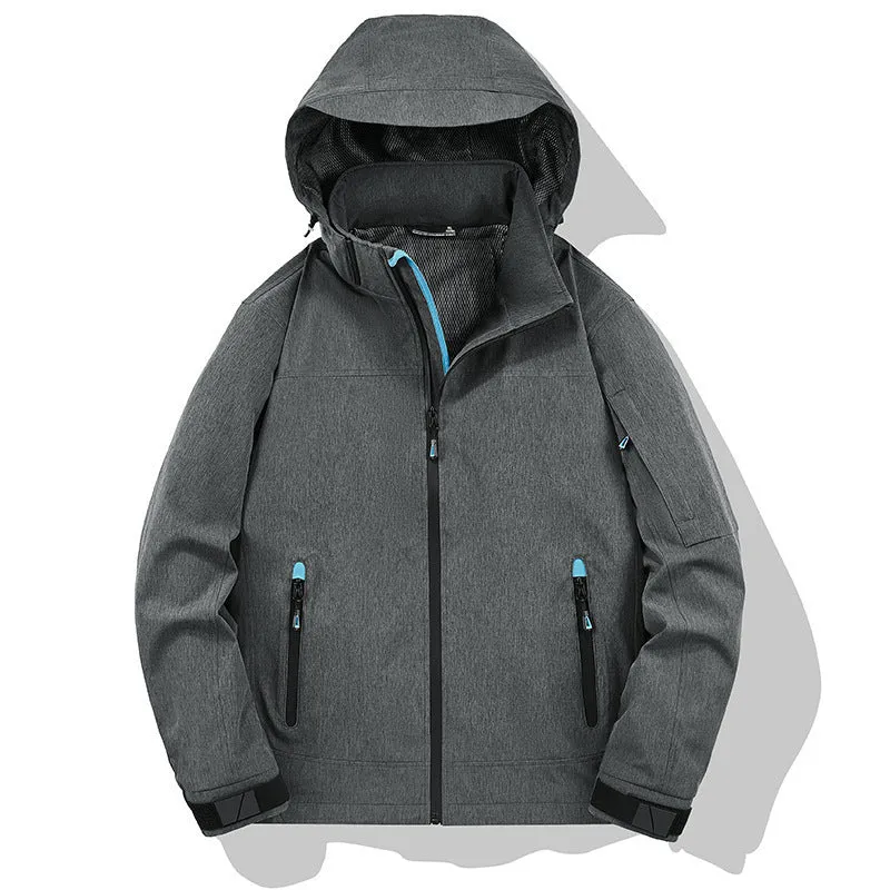 Herren Wetterresistente Softshell-Outdoorjacke mit Kapuze, hohem Kragen und verschweißten Nähten Nord Taschen