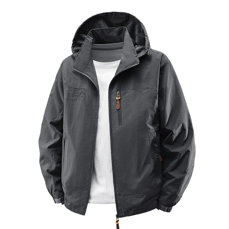 Herren Wasserabweisende ultraleichte Windjacke mit Kapuze, Reißverschluss und Brusttasche Nord Taschen