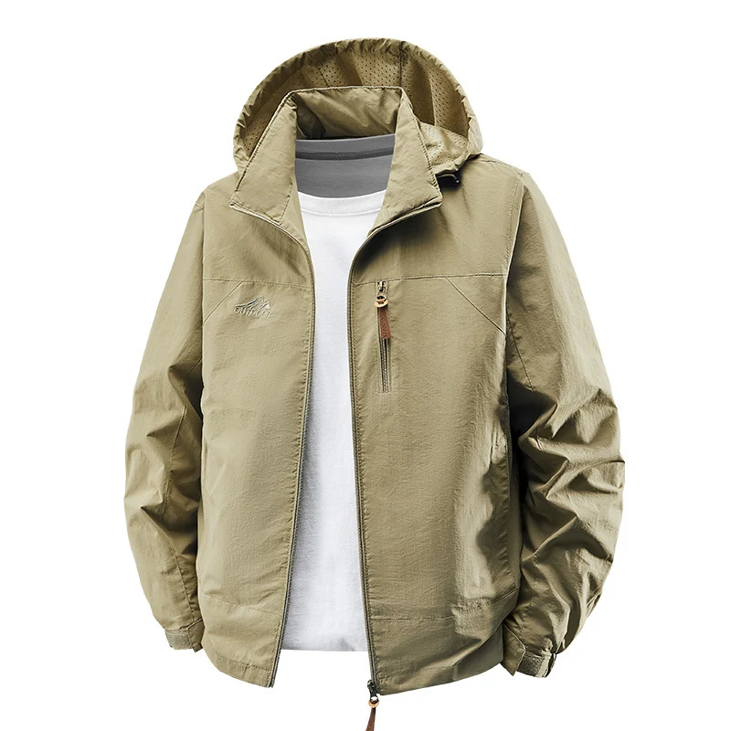 Herren Wasserabweisende ultraleichte Windjacke mit Kapuze, Reißverschluss und Brusttasche Nord Taschen