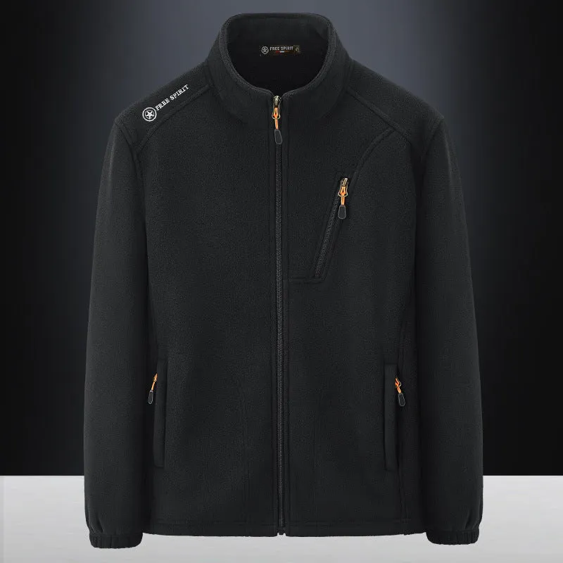 Herren Warme Microfleece-Outdoorjacke mit Brustreißverschluss, Seitentaschen und Stehkragen Nord Taschen