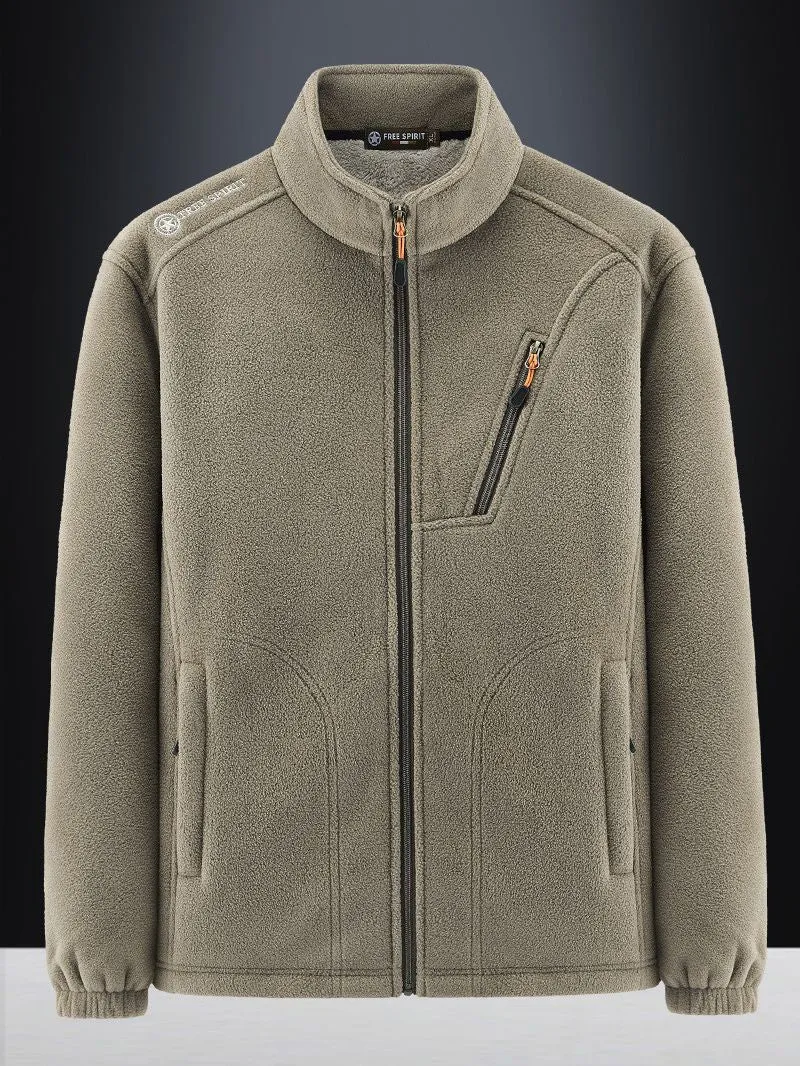 Herren Warme Microfleece-Outdoorjacke mit Brustreißverschluss, Seitentaschen und Stehkragen Nord Taschen
