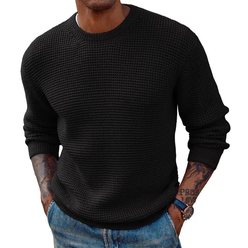 Herren Großer Strickpullover mit strukturiertem Gew ebe