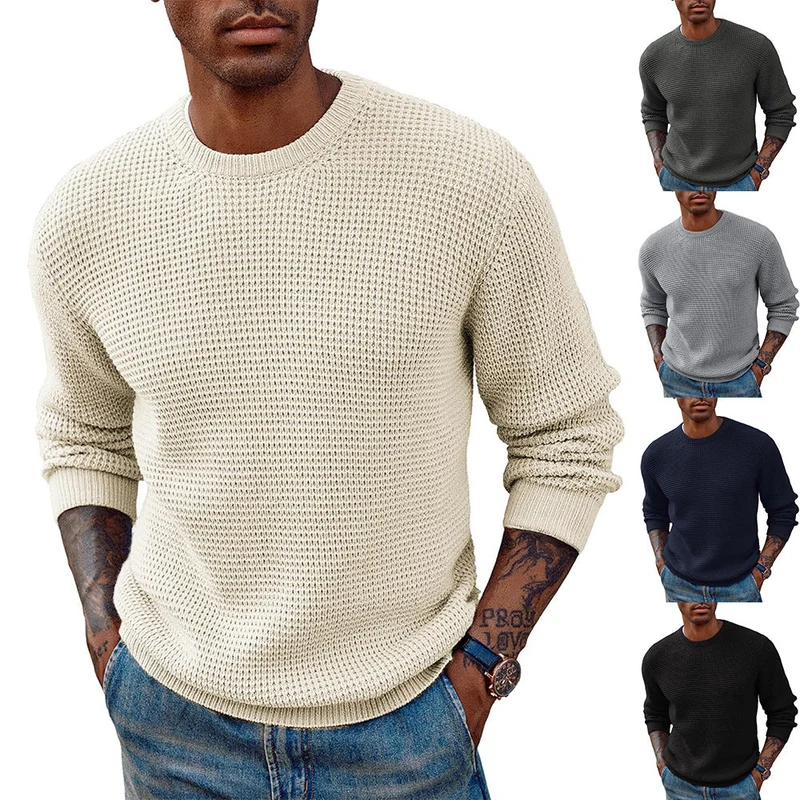 Herren Großer Strickpullover mit strukturiertem Gew ebe