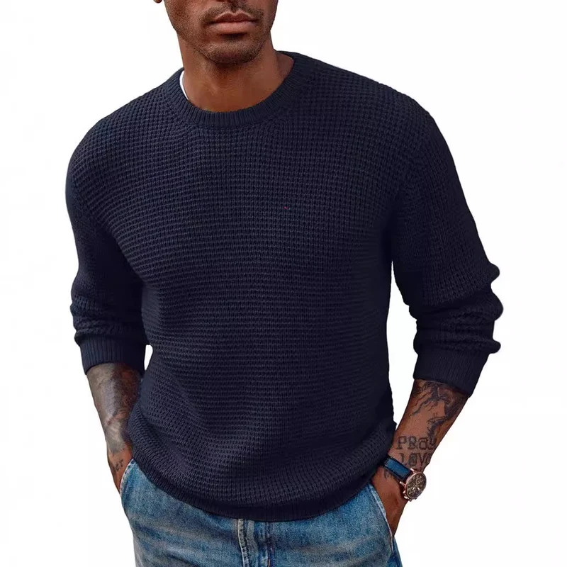 Herren Großer Strickpullover mit strukturiertem Gew ebe